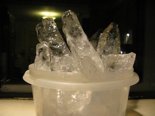 Bucket of clear ices