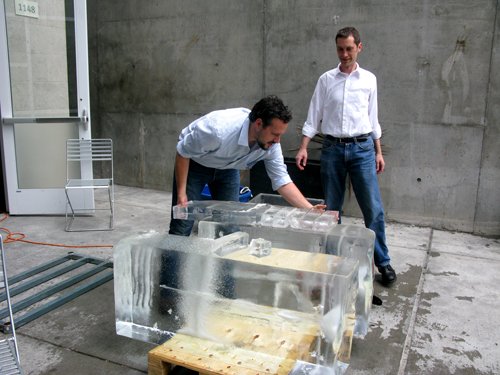 Andrew erik cutting giant ice block