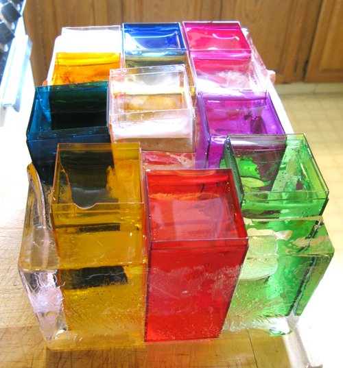 Frozen in block homemade ice cube tray
