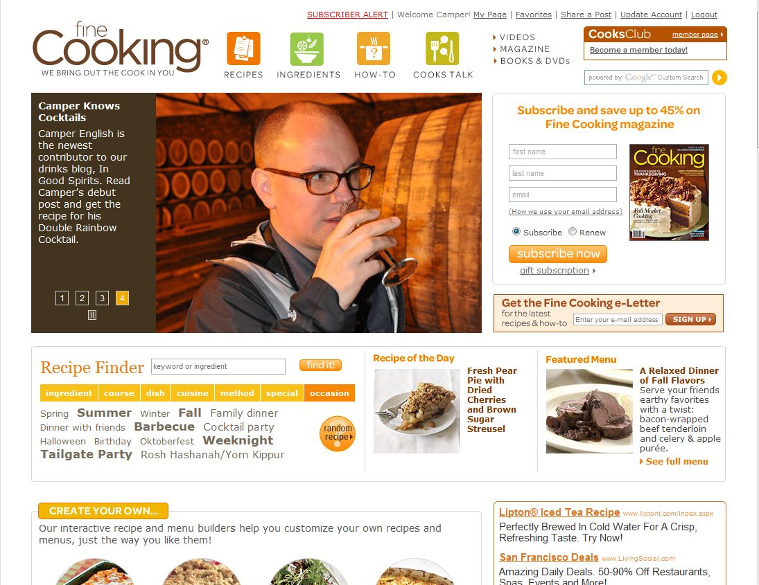 Fine cooking camper english second blog