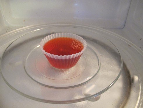 Liquid campari in microwave_tn
