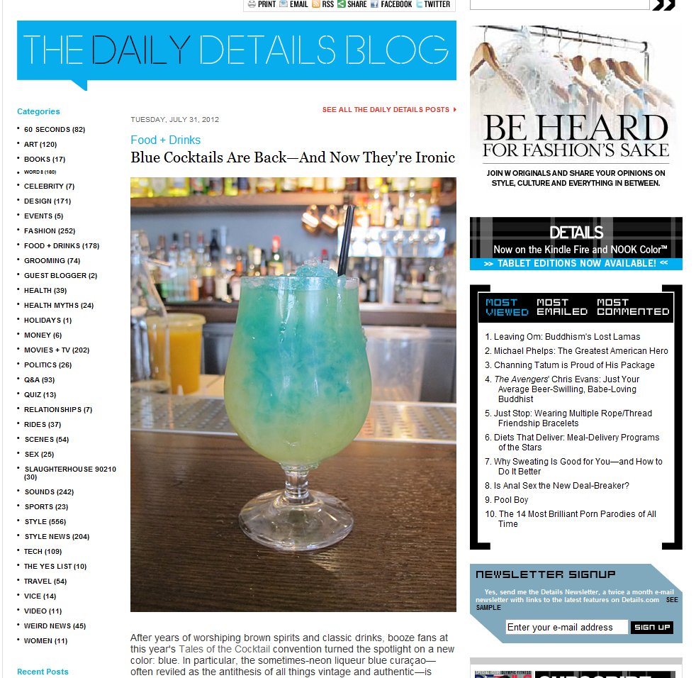 Details Blue Cocktails Story