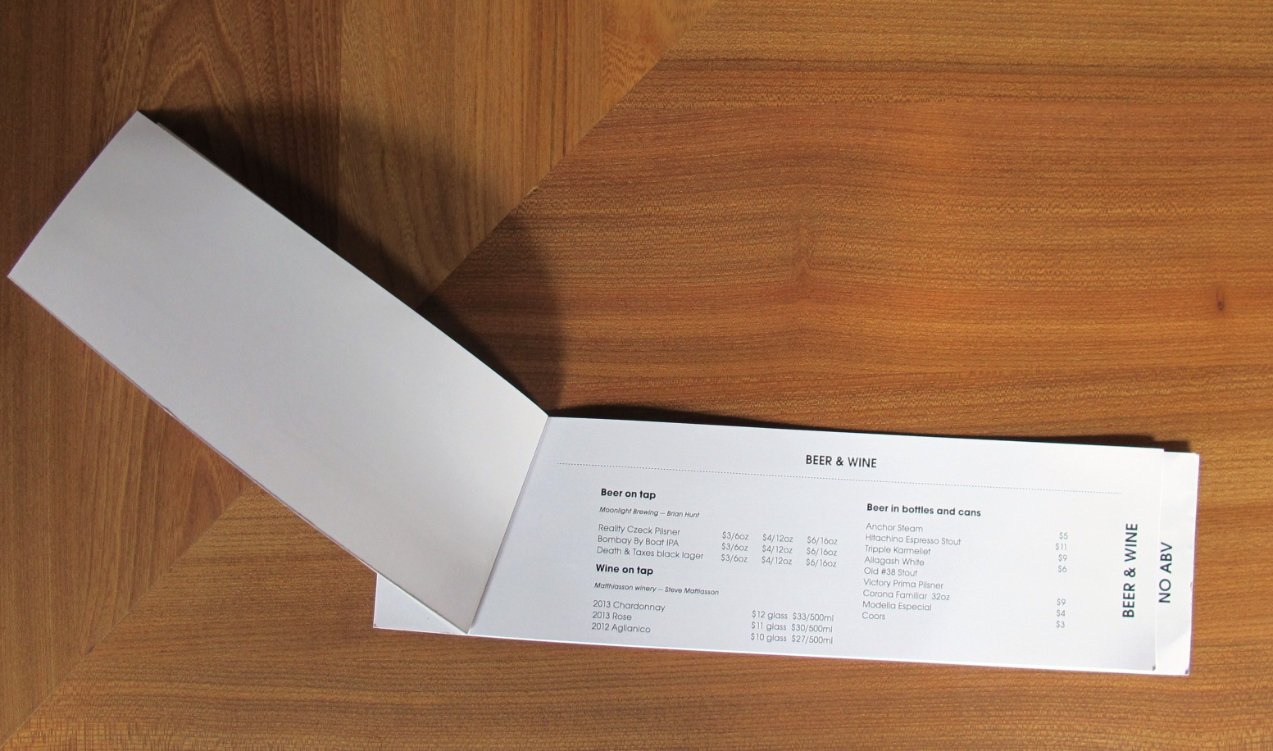 Menu cover