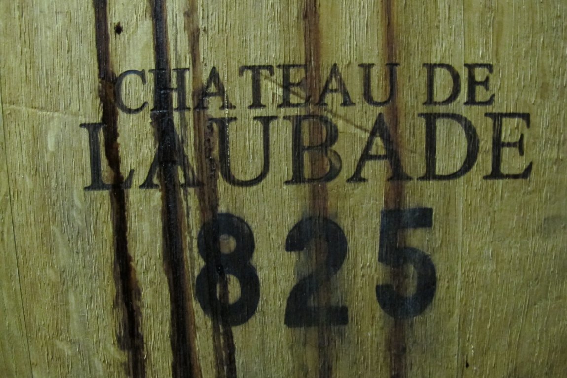 Cellar master filling barrels Chateau de Laubade Armagnac
