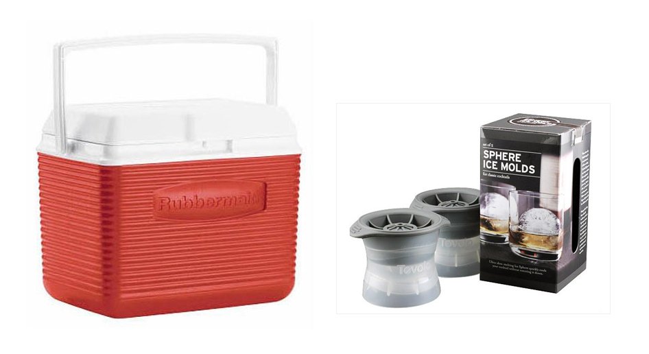 Cooler and ice sphere molds