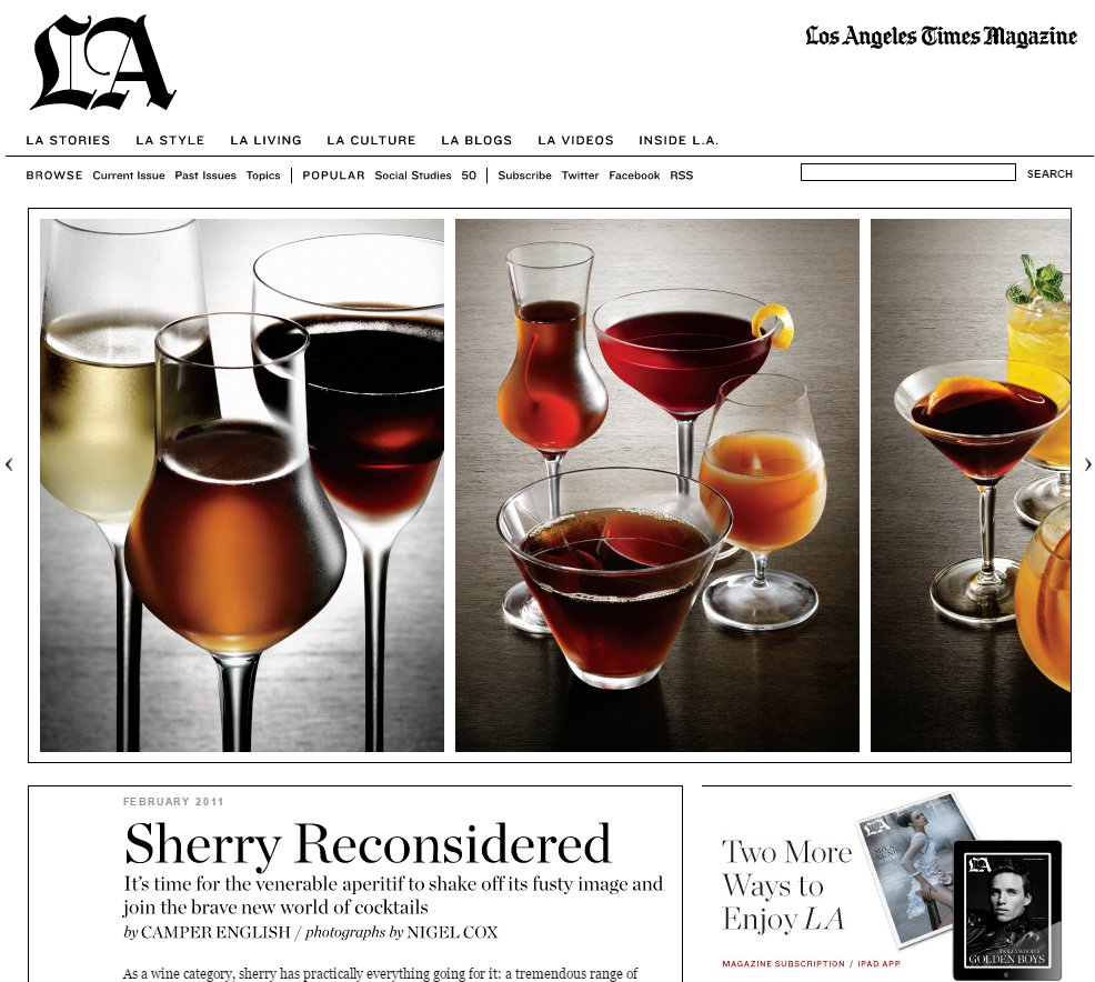 Sherry in LA Times Magazine Sherry in LA Times Magazine