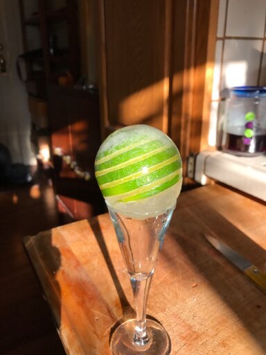 lime spiral inside clear ice ball