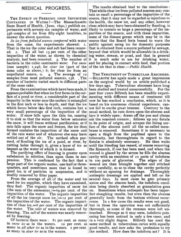 JAMA 1890 clear ice more healthy than water